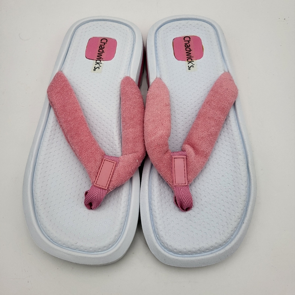 Chadwick's Women's Pink and White Terry Cloth Flip-flops - Size 9 - NWOT